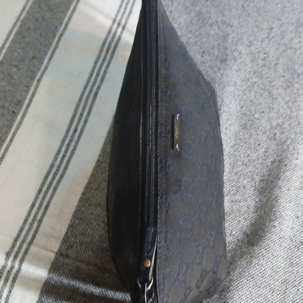 Authentic Gucci Vintage Hand Bag Pouch Purse GG Canvas Leather Black - Picture 12 of 16